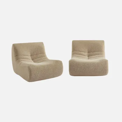Produktbild von sweeek - 2er-Set Sessel mit Bezug im Alpaka-Look - Beige