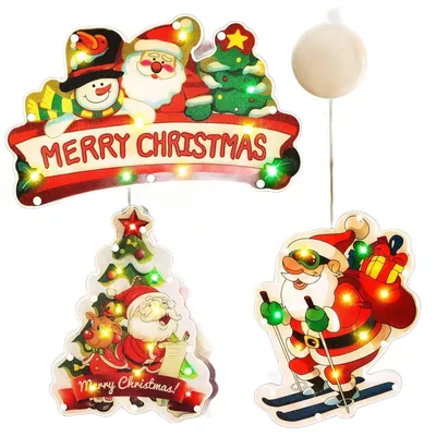 Produktbild von 3X Weihnachtsbunte Led-Fensterlampe, Batteriebetrieben