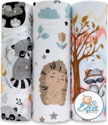 Produktbild von Ega KIDS | Windeln  Mix 3er Set - Flanell, Musselin , Tetra - Weich und Atmungsaktiv - 100% Baumwolle