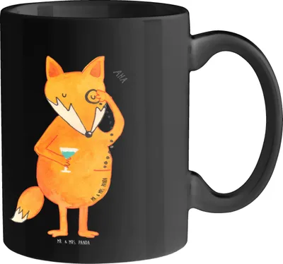 Produktbild von Mr. & Mrs. Panda Kaffeetasse Fuchs Lord - Schwarz - Geschenk, Motivation Spruch, Schick, Becher, Neugierig, Keramiktasse, Teetasse, Cocktail, Lustig, schöne tasse, Füchse