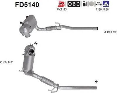 Produktbild von AS FD5140 Dieselpartikelfilter Rußpartikelfilter DPF für VW Polo Schrägheck (6R1, 6C1) Euro 5 Abgasanlage Diesel