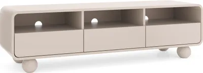 Produktbild von TV Lowboard 160 cm Breite in Kaschmir mit Kugelfüßen, 3 Schubladen - ALBINIA-160