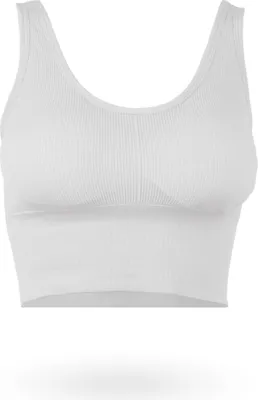 Produktbild von Komfort Sport BH ( Weiß / S ) breites Unterbrustband und Push Up Effekt - Wohlfühl BH Bralette - ohne Bügel, ohne Clips - Yoga Bra Top