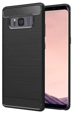 Produktbild von Techsuit Carbon Silicone Back Cover Hülle für Samsung Galaxy S8 Plus - Schwarz