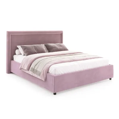 Produktbild von FDM Bett BUSCA Paris  140x200 cm Polsterbett mit Lattenrost aus Metall Bettkasten Stauraumbett Samt violet
