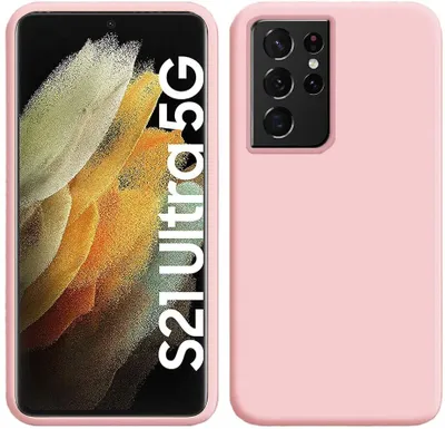 Immagine prodotto di Custodia per Samsung Galaxy S21 Ultra 5G, custodia protettiva in silicone morbido in gomma liquida Rosa