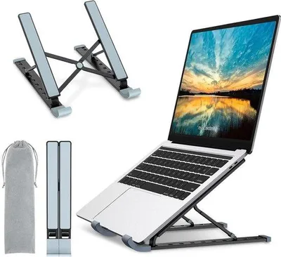 Image de Support de refroidissement pour ordinateur portable en aluminium, réglable, ventilé, 15,6 pouces