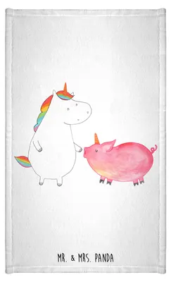 Produktbild von Mr. & Mrs. Panda Handtuch Einhorn Schwein - Weiß - Geschenk, Schweinchen, Frotteehandtuch, Gästetuch, Unicorn, badezimmer, Frotteetuch, Klein, Einhörner, Freundin