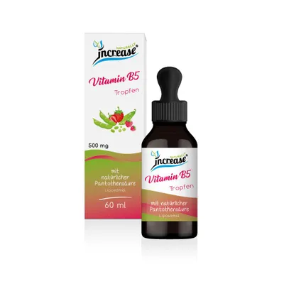 Produktbild von Liposomale Vitamin B5 Tropfen hochdosiert - (15.000mg Vitamin B5 pro Packung) 500mg Vitamin B5 (Pantothensäure) pro Tagesdosis - MCT Öl