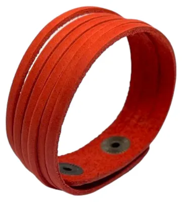 Immagine prodotto di Bracciale da donna rosso in pelle tagliata