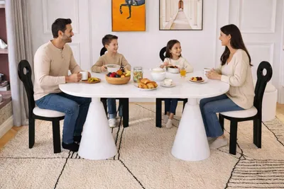 Immagine prodotto di Set da pranzo bianco  tavolo da pranzo e 4 sedie – Mobili moderni