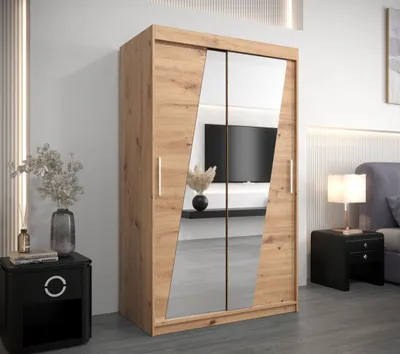 Obrázek produktu pro Šatní skříň se zrcadly KAMILA - šířka 120 cm, dub artisan