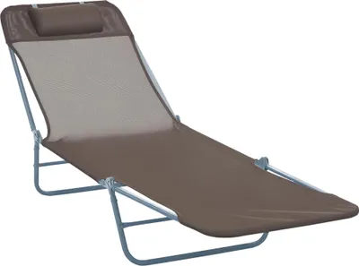 Produktbild von Sonnenliege klappbar verstellbar Gartenliege Liegestuhl Kopfkissen 5-Fach 120kg Braun