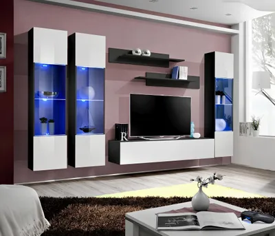 Obrázek produktu pro Wohnwand Luxus Komplette Set 6 tlg Hänge Vitrine Modern TV-Ständer