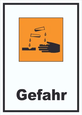 Produktbild von Schild Gefahrensymbol ätzend Gefahr hochkant A0 Rückseite selbstklebend