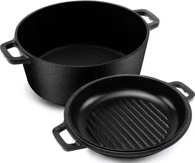 Produktbild von Gietijzeren Kochtopf - Vorkochend mit Grillunterteil - 5 QT Fassungsvermögen