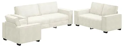 Zdjęcie produktu dla vidaXL 3-częściowa sofa z poduszkami kremowy aksamit