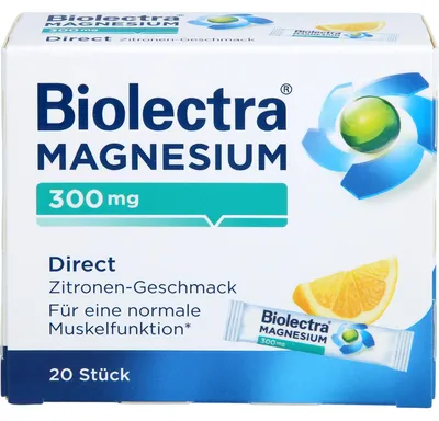 Produktbild von Biolectra Magnesium 300 mg direct Zitronengeschmack Pellets in Sticks, 20 St. Beutel