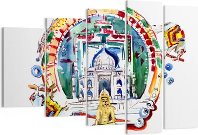 Produktbild von Bild auf Leinwand - Leinwandbild - Elefanten Indien Religion Kultur - 150x100cm - Wand Bild - Wanddeko - Leinwanddruck - Bilder - Kunstdruck - Leinwand bilder - Wandkunst - EG150x100-2980