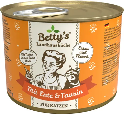 Produktbild von Bettys Landhausküche 6 x 200g Ente Katzenfutter