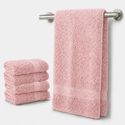 Produktbild von Komfortec 4er Handtücher 50x100 cm Set aus 100% Baumwolle, 470g/m², Frottee, Weich, Rosa