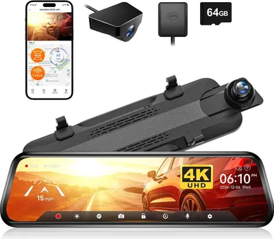 Produktbild von G930 Autokamera - 4K Spiegel Dashcam mit WLAN - 25 cm Touchscreen - Dual Front- und Rückkamera - Integriertes GPS - Parküberwachung ohne Hardwire-Kit