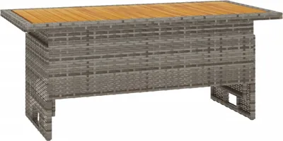 Produktbild von Gartentisch Grau 100x50x43/63 cm Akazienholz & Poly Rattan