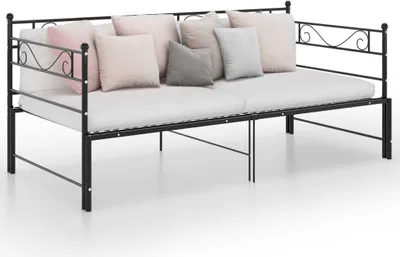 Zdjęcie produktu dla The Living Store Łóżko dzienne rozkładane czarny metal 90x200 cm