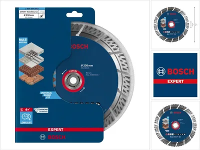 Obrázok produktu pre Diamantový rezný kotúč Bosch EXPERT MultiMaterial 230 x 22,23 mm 1 ks ( 2608900663 ) Long Life