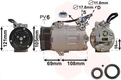 Produktbild von VAN WEZEL 3700K438 CVC Klimaanlage Klimakompressor PAG 46 R134a für OPEL ZAFIRA B (A05) Astra H Caravan (A04) Astra H Schrägheck (A04) Astra H GTC
