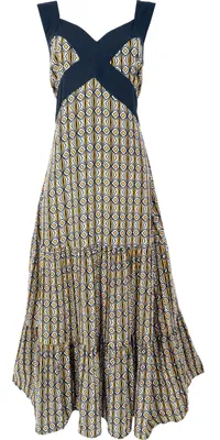 Produktbild von Boho Sommerkleid, Maxikleid, Strandkleid - Curry/schwarz, Damen, Mehrfarbig, Viskose, Größe: M