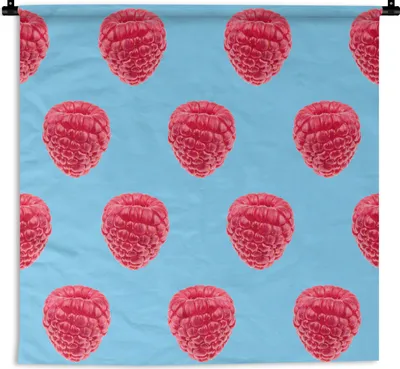 Produktbild von MuchoWow® Wandteppich Wandbehang Himbeere - Rosa - Muster 150x150 cm Tapisserie Dekoration Wandtuch - Wohnaccessoires - Modernes