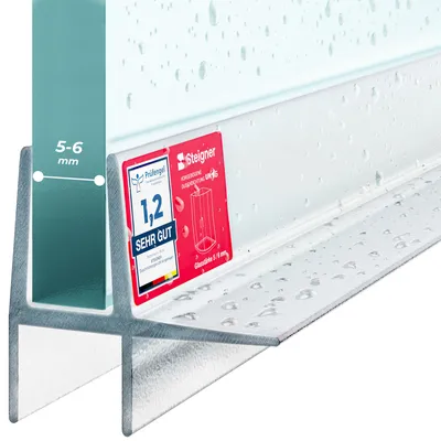 Produktbild von STEIGNER Duschtürdichtung 40 cm UK16 (1 Stk.) - Dichtung gerade für Eckeinstieg Dusche oder Fünfeckdusche mit Duschtür 5-6 mm - Farbe: Transparent - Perfekte Passform, Ästhetisches Finish, Wasserdicht