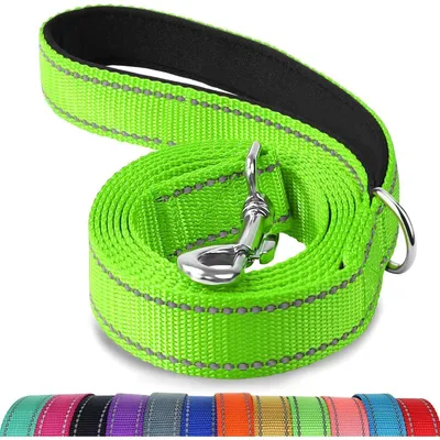 Obrázek produktu pro Nylonová vodítko pro psy, červená, délka 1,5 m, šířka 2 cm, oboustranně reflexní, s polstrovanou rukojetí