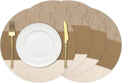 Produktbild von PolkaHome® Platzsets rund, Durchmesser 38 cm, 4er Set, PVC, hitzebeständig bis 80°C
