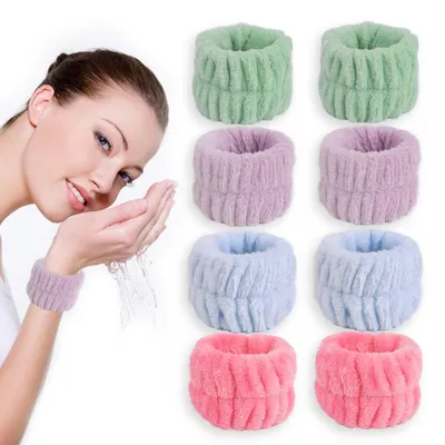 Produktbild von 4 Paar Mikrofaser Handgelenk-Spa-Waschbänder für Gesichtspflege und Sport