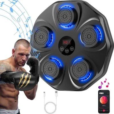 Obrázek produktu pro Chytrý boxovací stroj Bluetooth s LED světlem a hudbou - nástěnný interaktivní tréninkový cíl pro dospělé a děti
