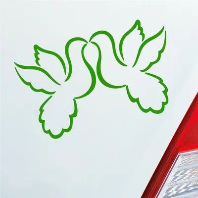 Produktbild von Auto Aufkleber Liebestauben Liebe Love Taube Hochzeit 12x9 cm Hellgrün Sticker Heckscheibenaufkleber