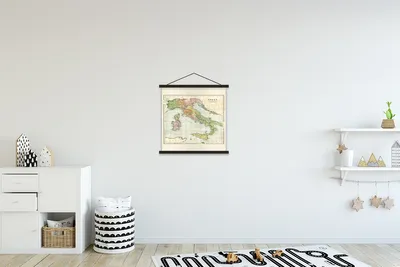 Produktbild von MuchoWow® Textilposter Vintage-Karte von Italien 40x40 cm mit schwarzem Rahmen - Fotos