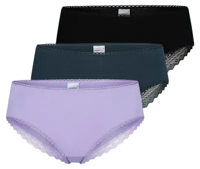 Produktbild von Schiesser 3er Pack 95/5 Modern Baumwolle Brazil Slip Edle Slips mit Spitzenverzierungen, Hoher Tragekomfort, Liegen angenehm auf der Haut blau 38