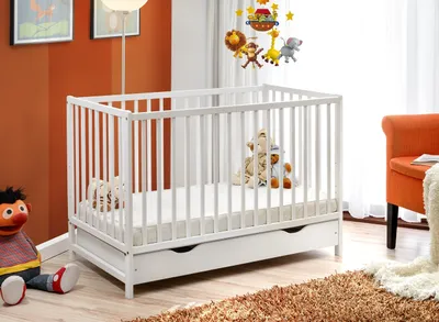 Produktbild von Kinderbett Cypi II Plus 60x120 cm mit einer Matratze weiß matt + Schublade