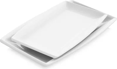 Produktbild von MALACASA, Serie Blance, 2 Tlg. Set Porzellan Servierplatte flacher Teller Speiseteller