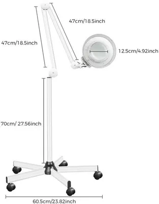 Immagine prodotto di Lampada da terra per trucco - 24W LED - 5 lenti di ingrandimento - Lampada di bellezza regolabile