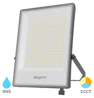 Produktbild von Braytron LED Strahler 300W Außen IP65 – Superhelles Flutlicht mit Farbwahl 3000K–6500K, bis 3300LM, wasserdicht LED Fluter Aluminium, Außenstrahler
