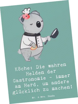 Produktbild von Mr. & Mrs. Panda Postkarte Koch Helden - Meeresbrise - Geschenk, Küche, Kochkunst, Ansichtskarte, bildkarte, Postkarten, Berufsleben, Mahlzeiten, Berufspassion, Berufe