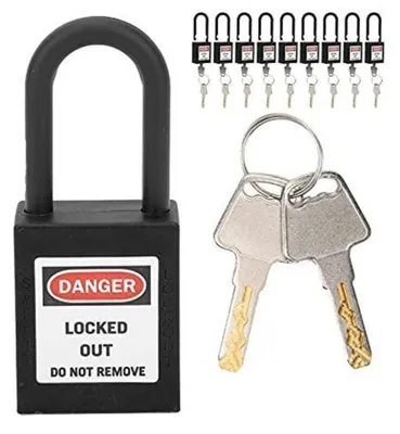Produktbild von Sicherheits-Vorhängeschloss Lockout-Tagout 38 mm Schwarz Thermoplast mit Schlüssel