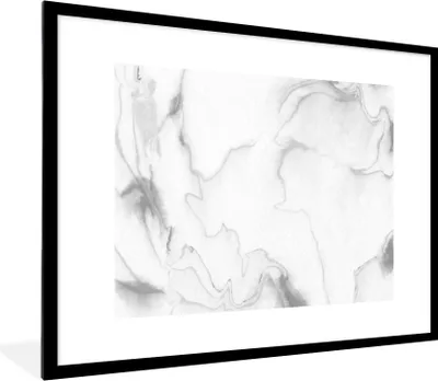 Produktbild von MuchoWow® Gerahmtes Poster Marmor - Grau - Weiß - Abstrakt - Marmoroptik 80x60 cm - Poster mit Schwarzem Bilderrahmen Wandposter Rahmen Foto Bilder - Schlafzimmer-Dekorationen - Fotoposter