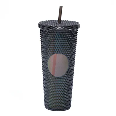 Produktbild von 710 ml/24 Unzen Wasserbecher mit grossem Fassungsvermoegen, voll besetzter, matter Becher, wiederverwendbarer Plastikbecher mit weit oeffnendem, auslaufsicherem Strohhalm