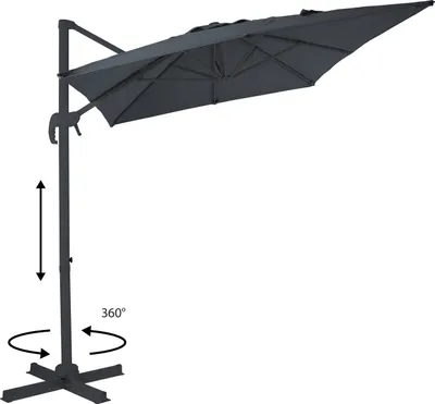 Image de Axi Coco Parasol Déporté Gris/Anthracite - Rectangulaire 200X300 Cm - Structure Aluminium - Rotation 360 - Inclinable - Résistant Aux Uv