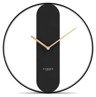 Vintage Wanduhr 40 cm, geräuschlos, Metall und Holz, schwarz